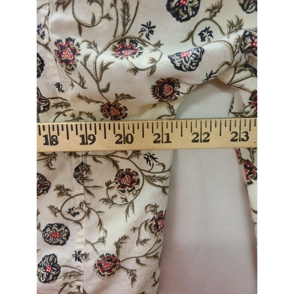 Vtg 80s 100% Cotton Linen feel Size 14 Blouse button Shirt floral long sleeve - Picture 6 of 8